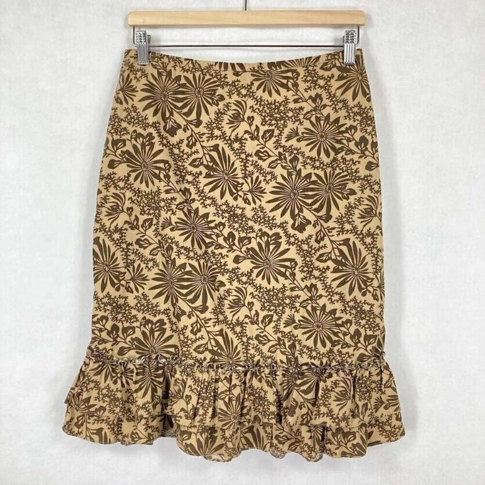 Old Navy Cotton Floral Skirt Cottage Boho Y2K Girly Academia Career Neutral 6